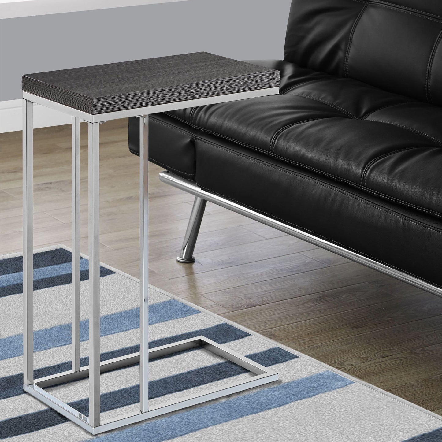 18.25" X 10.25" X 25.25" Grey Particle Board Metal Accent Table
