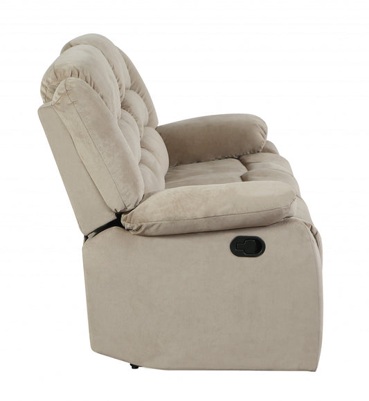 60" Beige Microfiber Manual Reclining Love Seat