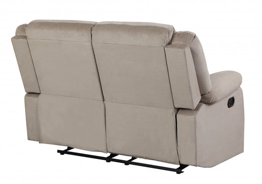 60" Beige Microfiber Manual Reclining Love Seat