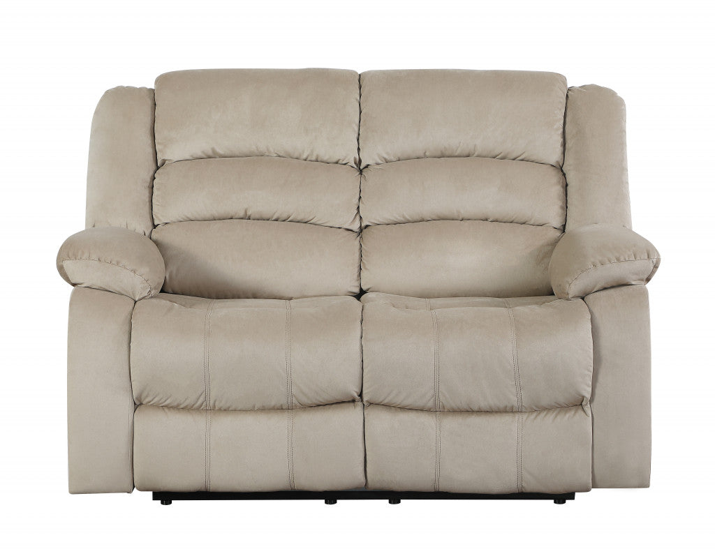 60" Beige Microfiber Manual Reclining Love Seat