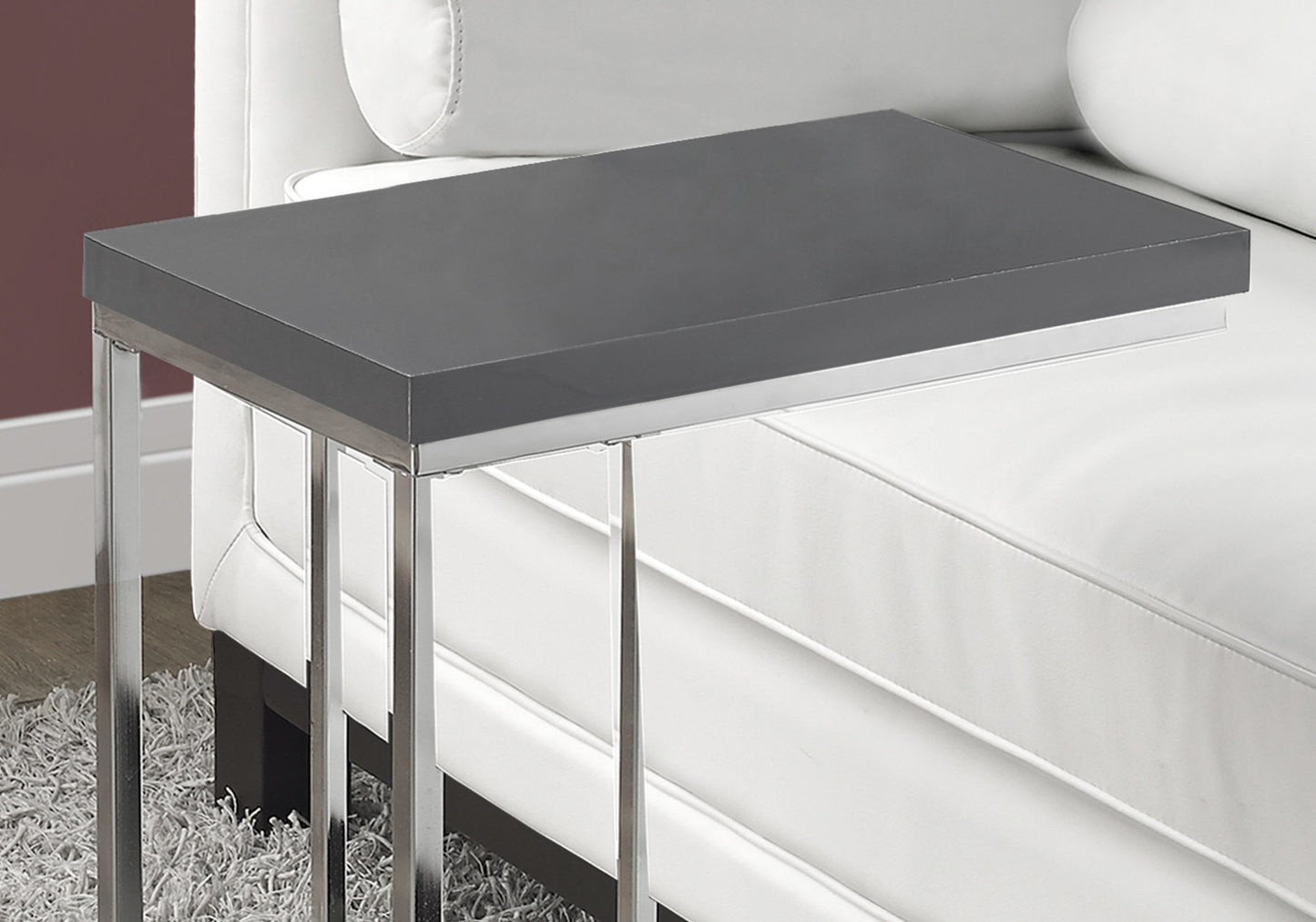 18.25" X 10.25" X 25.25" Grey Particle Board Metal Accent Table