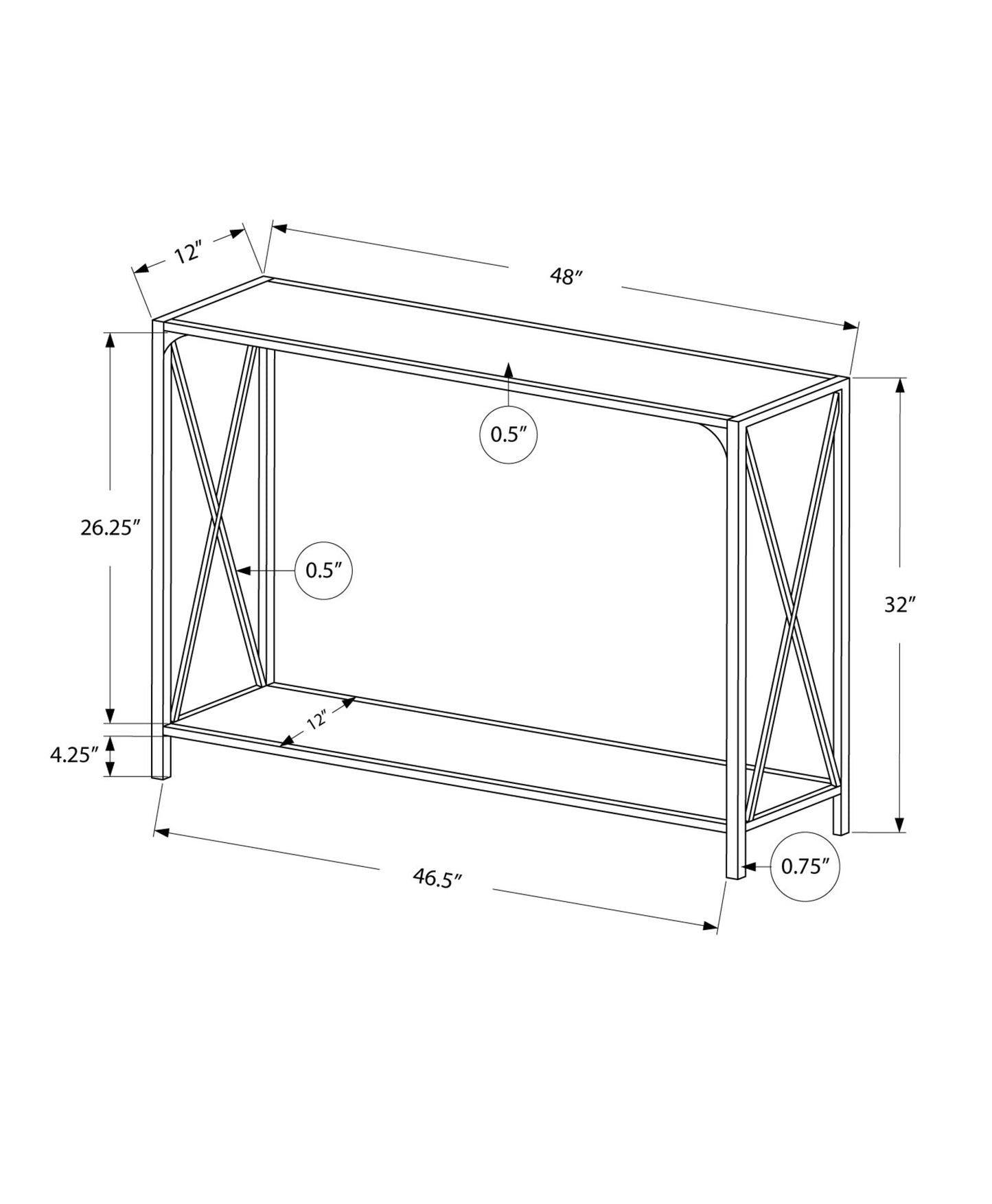 48" Taupe And Black Console Table With Storage