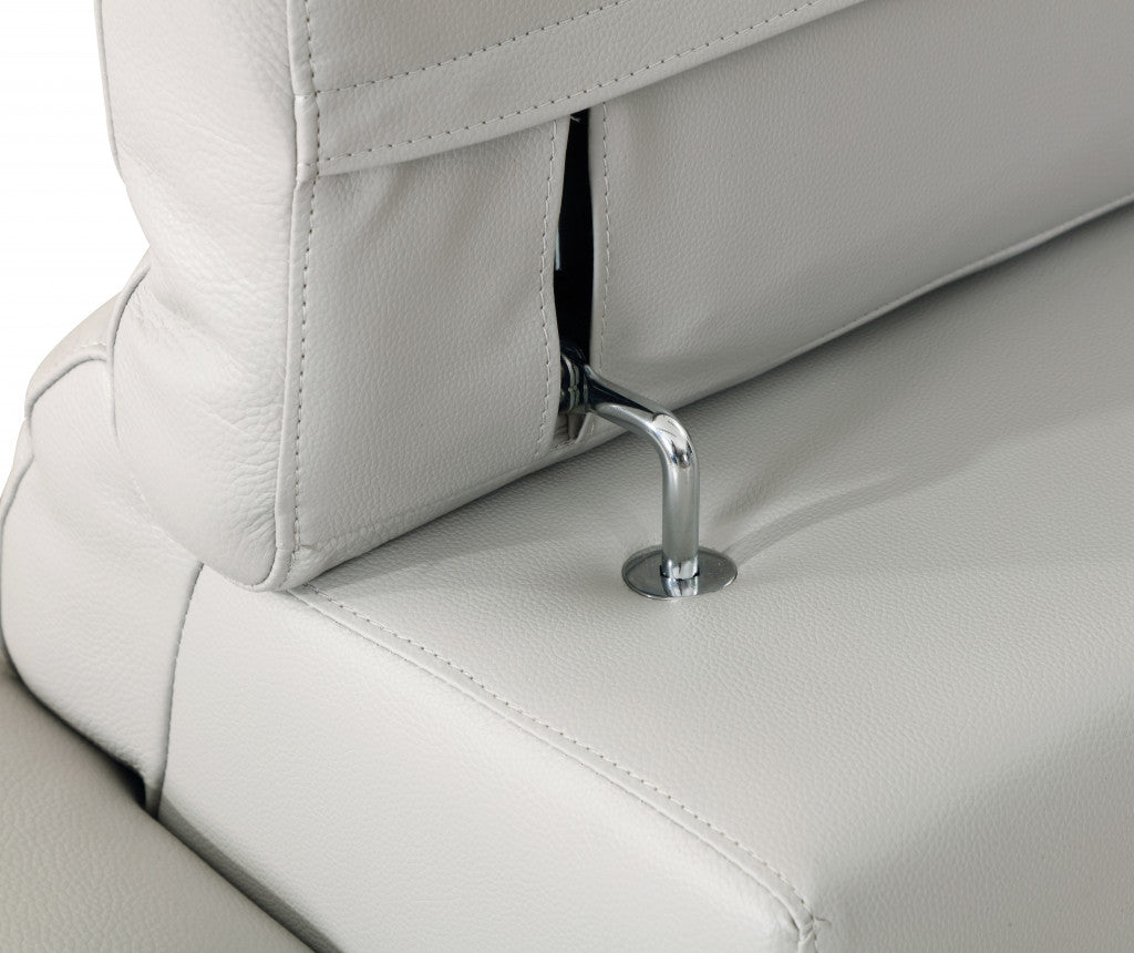 71" Light Gray And Silver Genuine Leather Love Seat