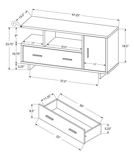 23.75" Particle Board Laminate And Mdf TV Stand With Storage