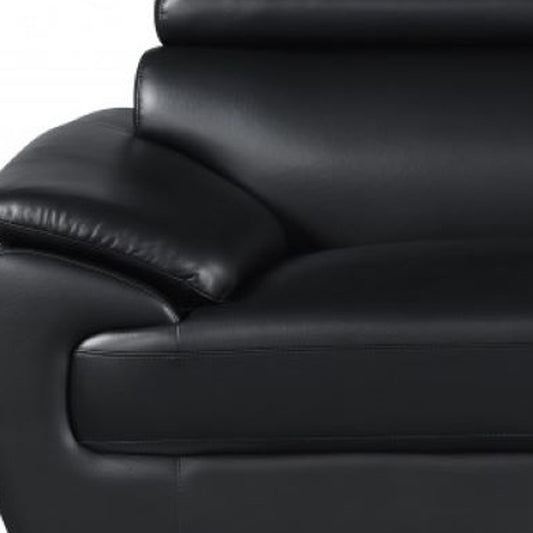 86" Black And Silver Leather Sofa