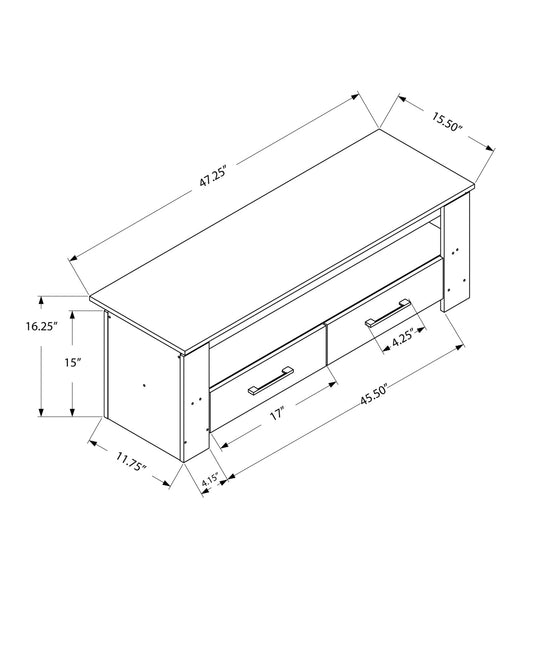 16.25" Dark Taupe Particle Board And Laminate TV Stand With 2 Storage Drawers