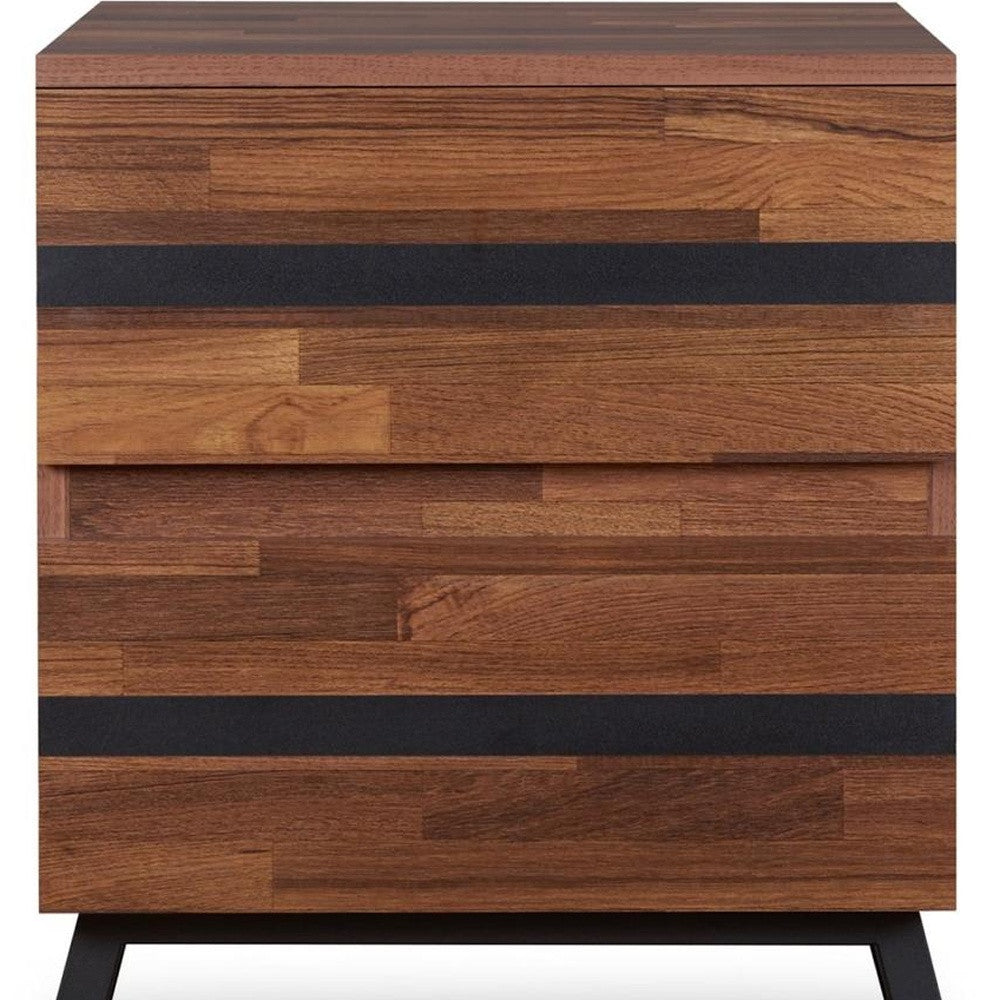 23" Black And Brown End Table With Two Drawers