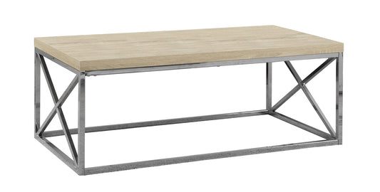 22" Natural And Silver Iron Coffee Table