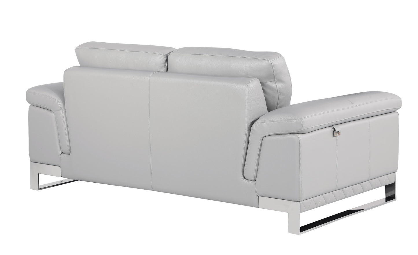 73" Light Gray And Silver Genuine Leather Love Seat