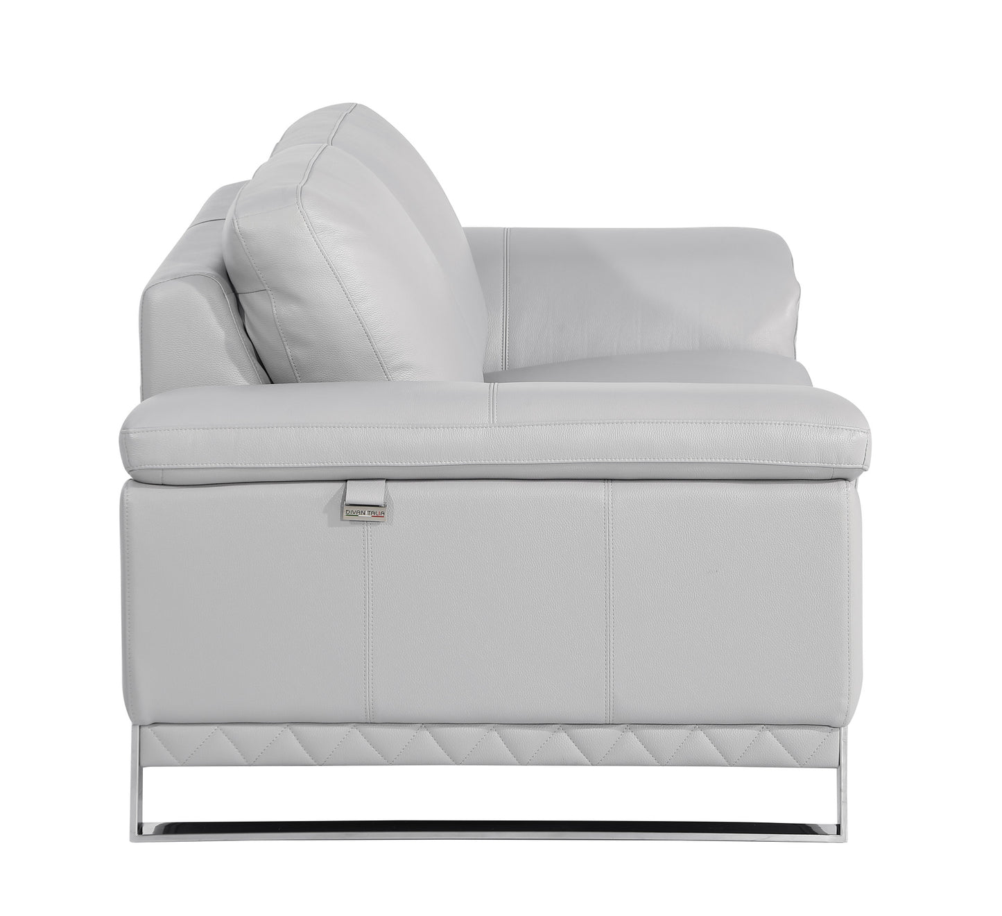 73" Light Gray And Silver Genuine Leather Love Seat