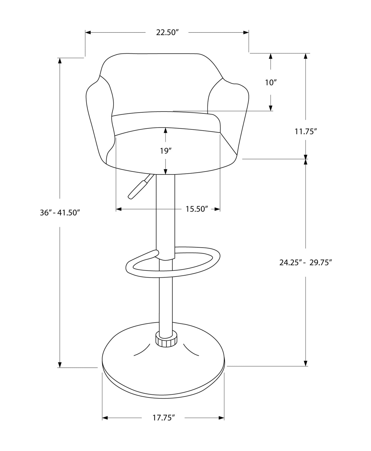 24" White And Silver Metal Low Back Bar Height Bar Chair