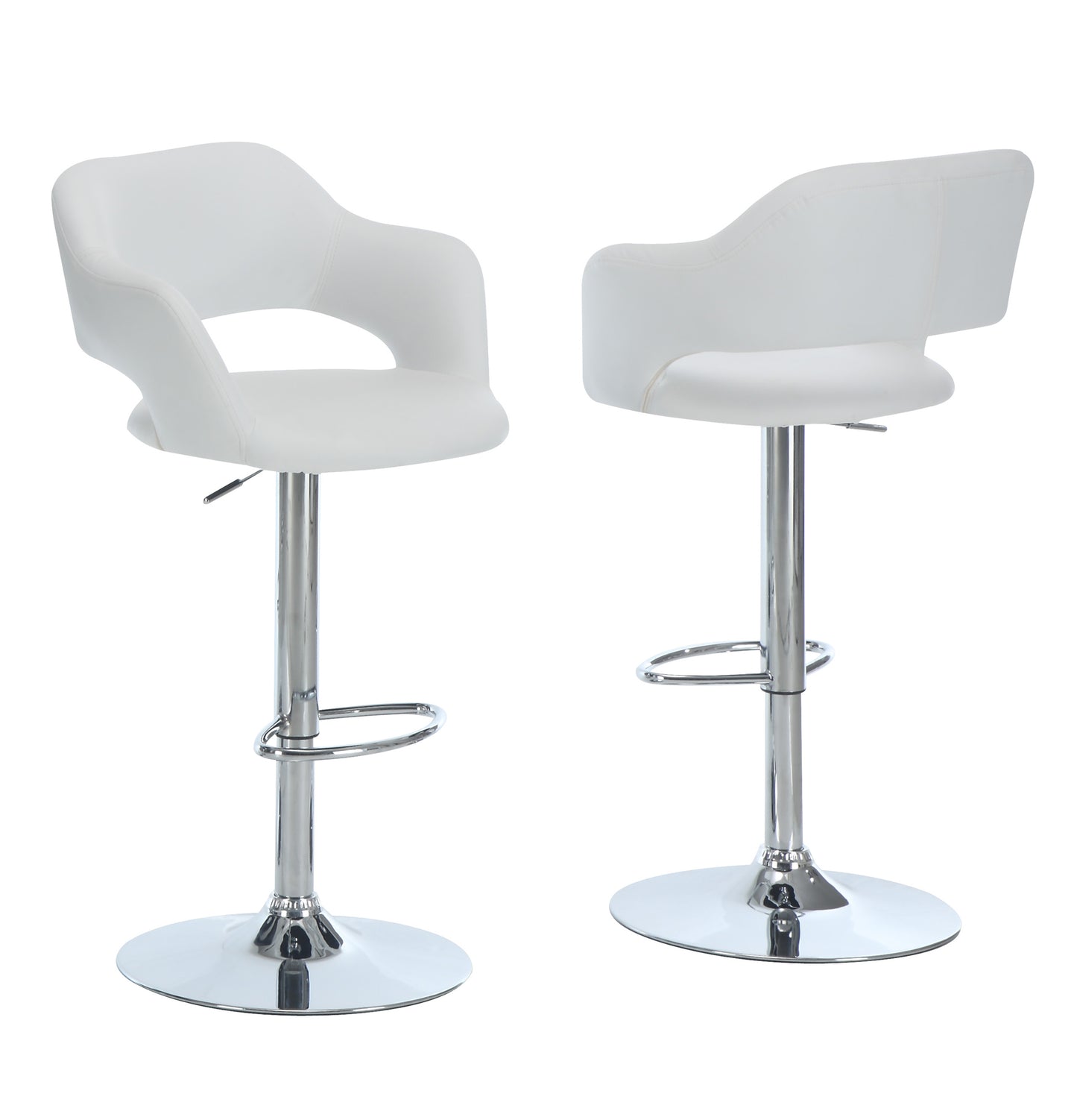 24" White And Silver Metal Low Back Bar Height Bar Chair