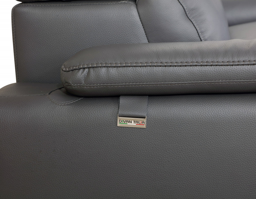 71" Gray And Silver Genuine Leather Love Seat