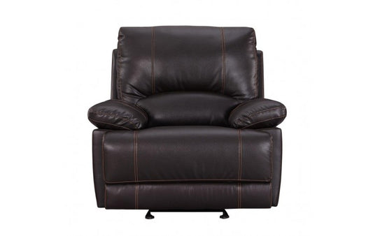 41" Brown Leather Match Recliner