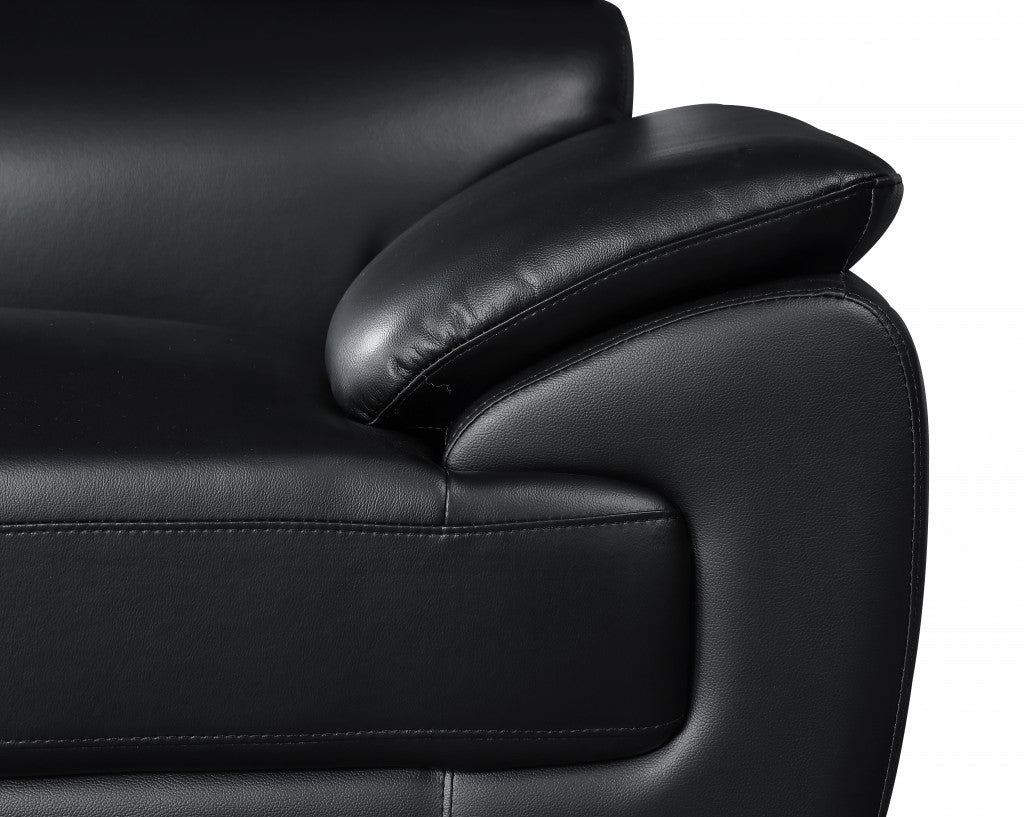 69" Black And Silver Faux Leather Love Seat