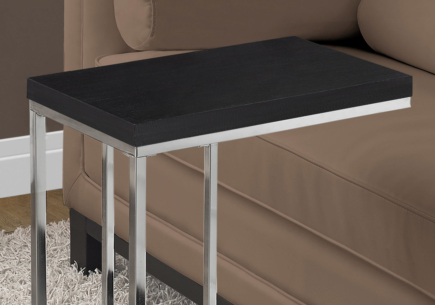 18.25" X 10.25" X 25.25" Cappuccino Particle Board Metal Accent Table