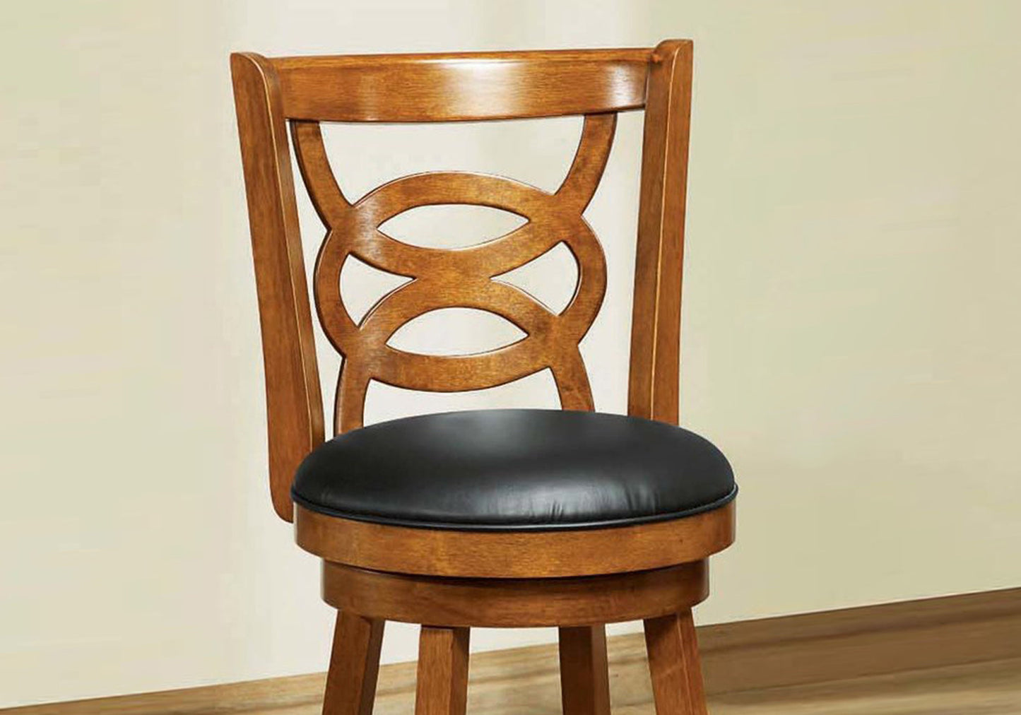 Set of Two " Black And Brown Solid Wood Bar Chairs