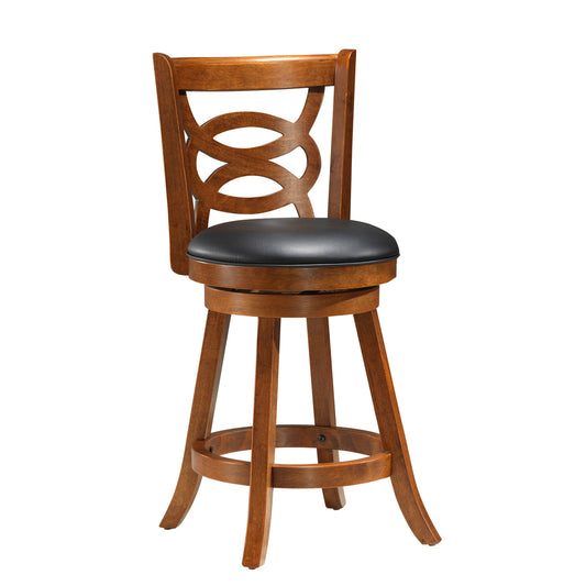 Set of Two " Black And Brown Solid Wood Bar Chairs