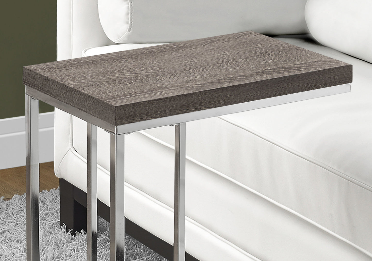 18.25" X 10.25" X 25.25" Dark Taupe Particle Board Metal Accent Table