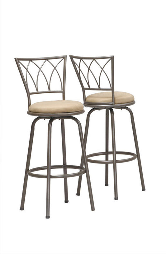 Set of Two " Beige And Gray Metal Bar Chairs