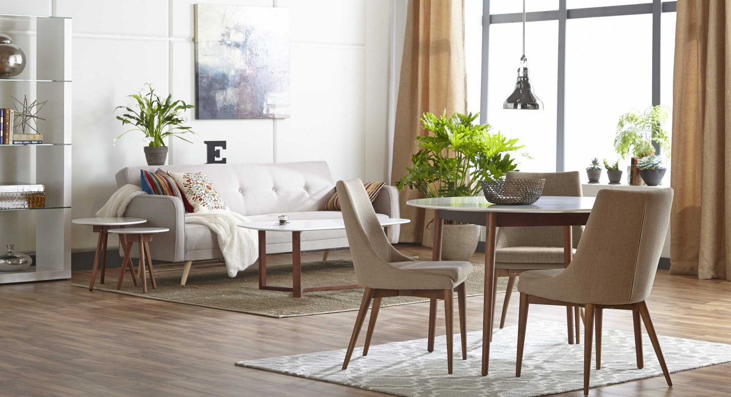 47.64" X 27.56" X 14.97" Coffee Table In Matte White With Dark Walnut Base
