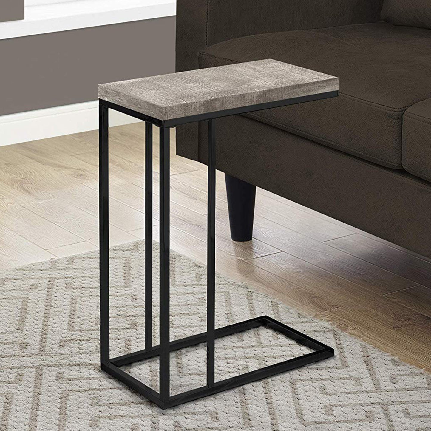 18.25" X 10.25" X 25.25" Taupeblack Particle Board Metal Accent Table