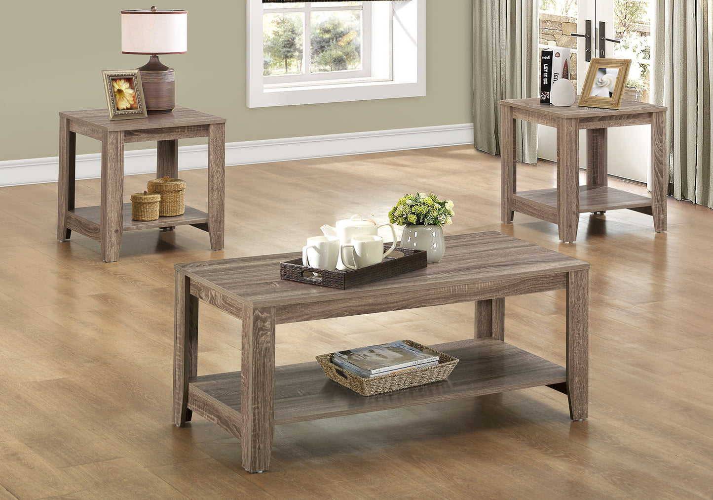 Dark Taupe Table Set 3Pcs Set