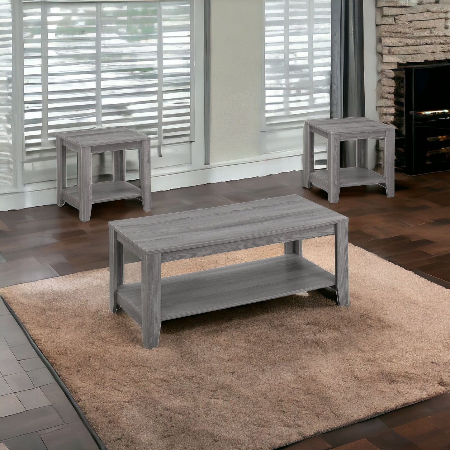 Grey Table Set 3Pcs Set