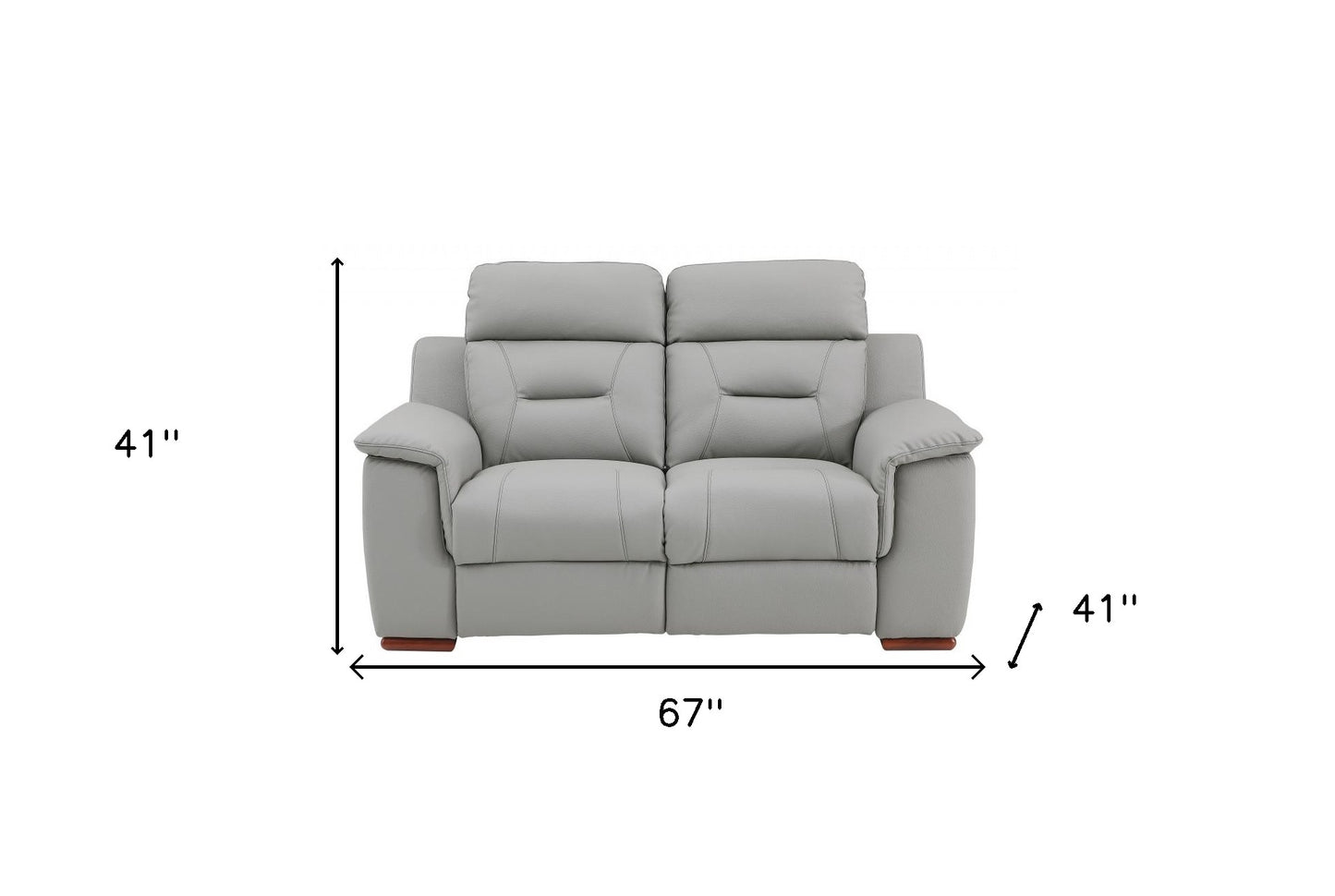 67" Gray And Brown Faux Leather Manual Reclining Love Seat