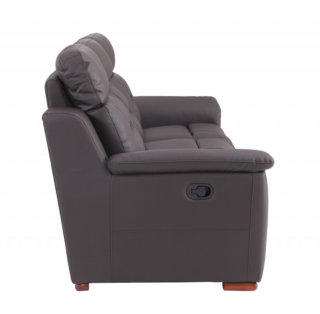 67" Brown Faux Leather Manual Reclining Love Seat