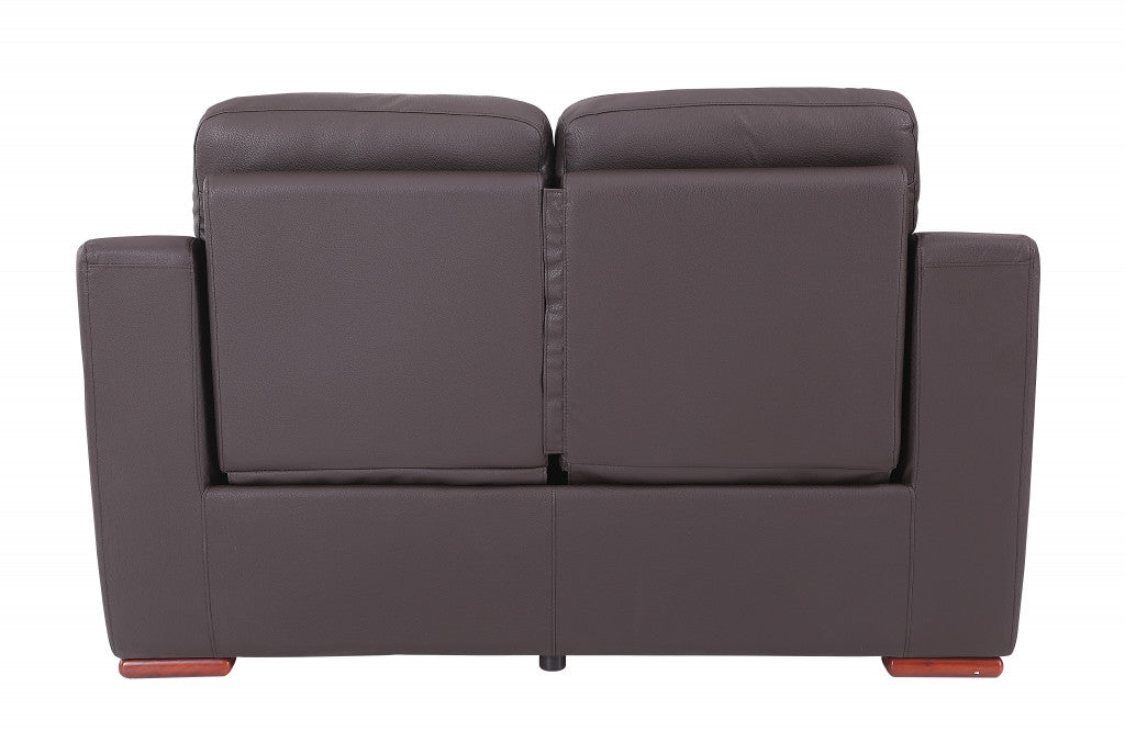 67" Brown Faux Leather Manual Reclining Love Seat