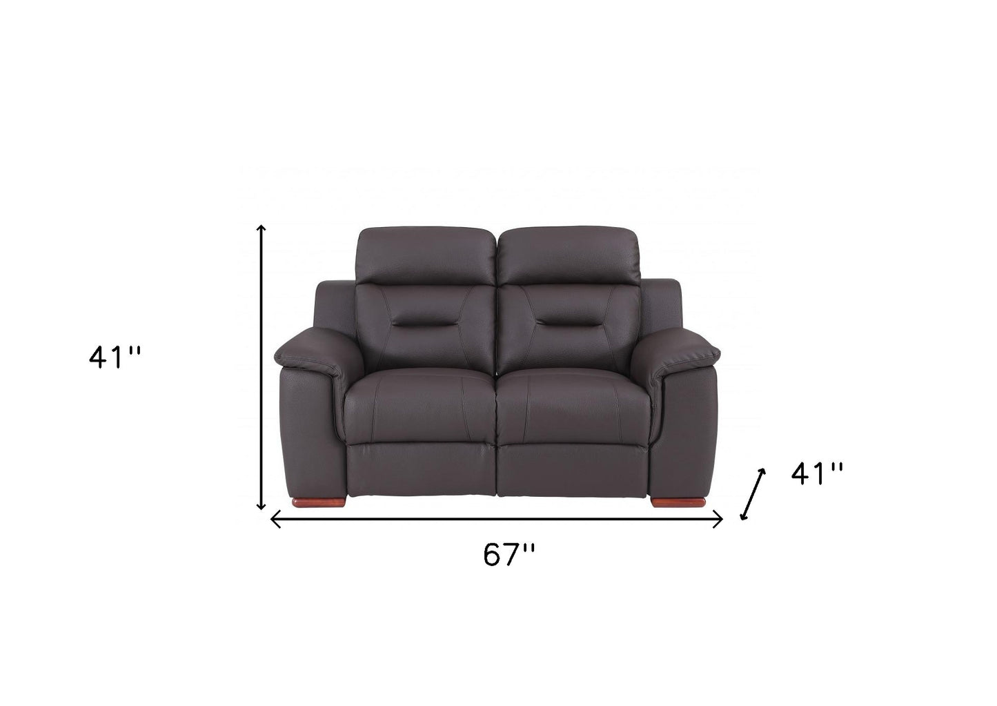 67" Brown Faux Leather Manual Reclining Love Seat