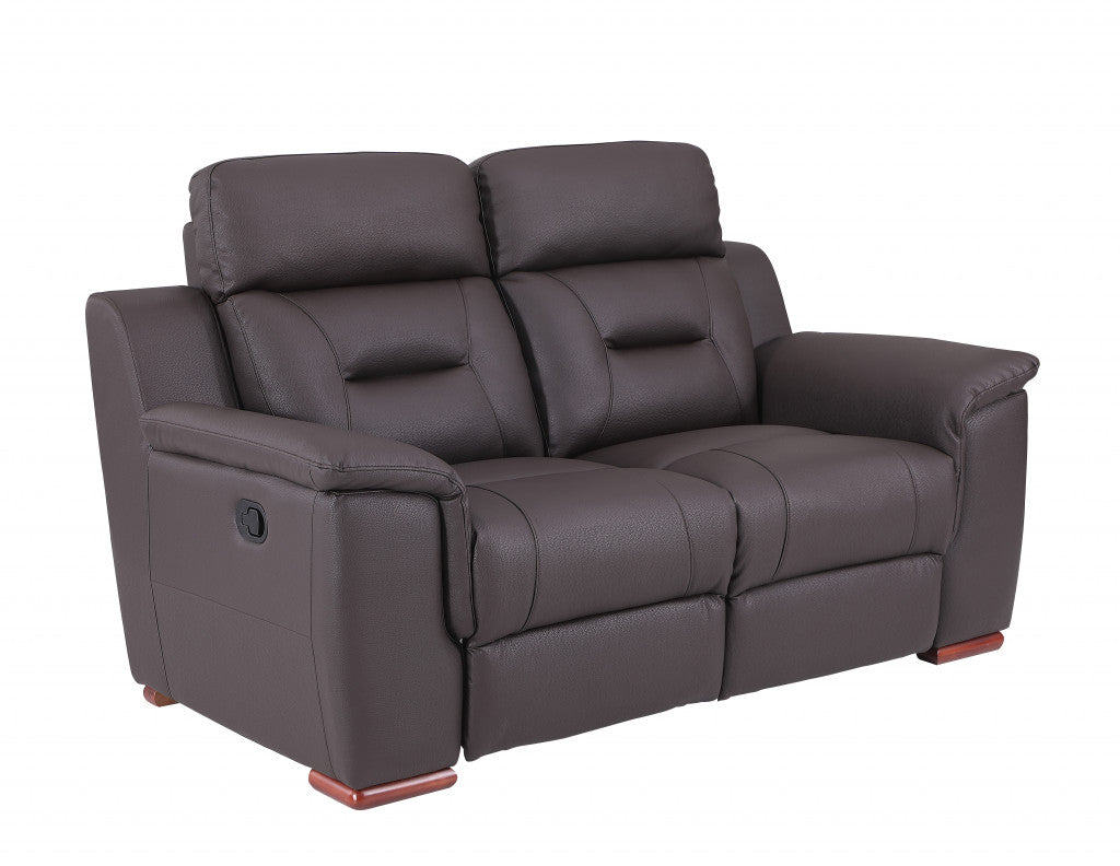 67" Brown Faux Leather Manual Reclining Love Seat