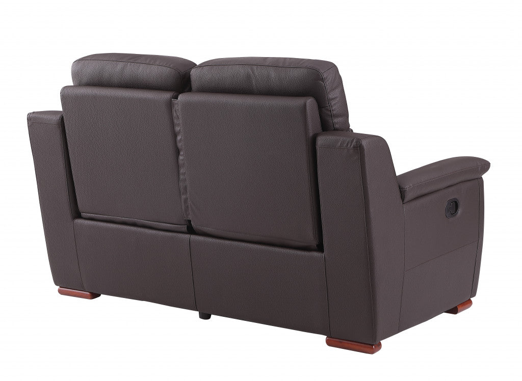 67" Brown Faux Leather Manual Reclining Love Seat
