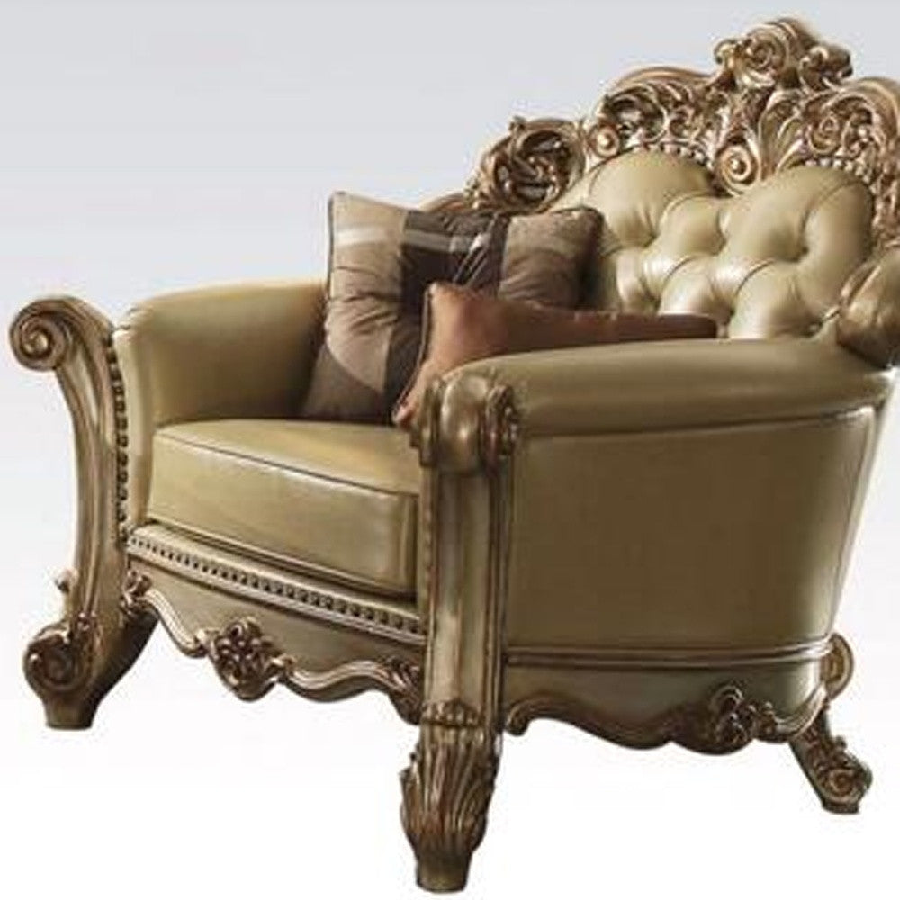48" X 42" X 47" Bone Polyurethane Chair 2 Pillows