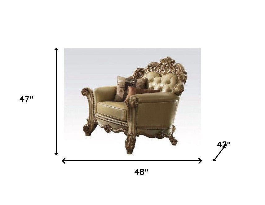 48" X 42" X 47" Bone Polyurethane Chair 2 Pillows