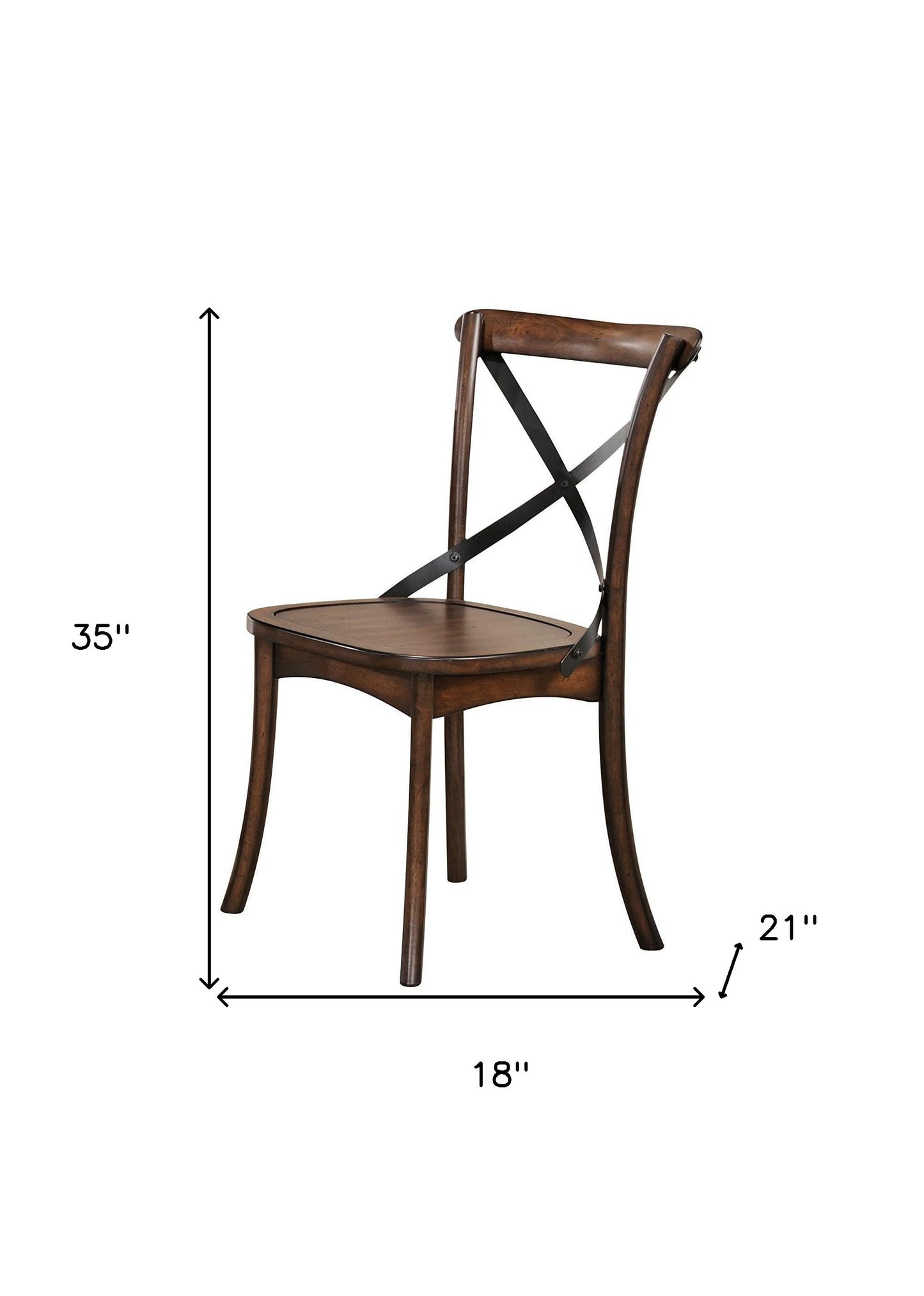 18" X 21" X 35" Dark Oak Black Wood Side Chair Set2