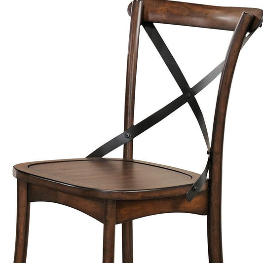 18" X 21" X 35" Dark Oak Black Wood Side Chair Set2