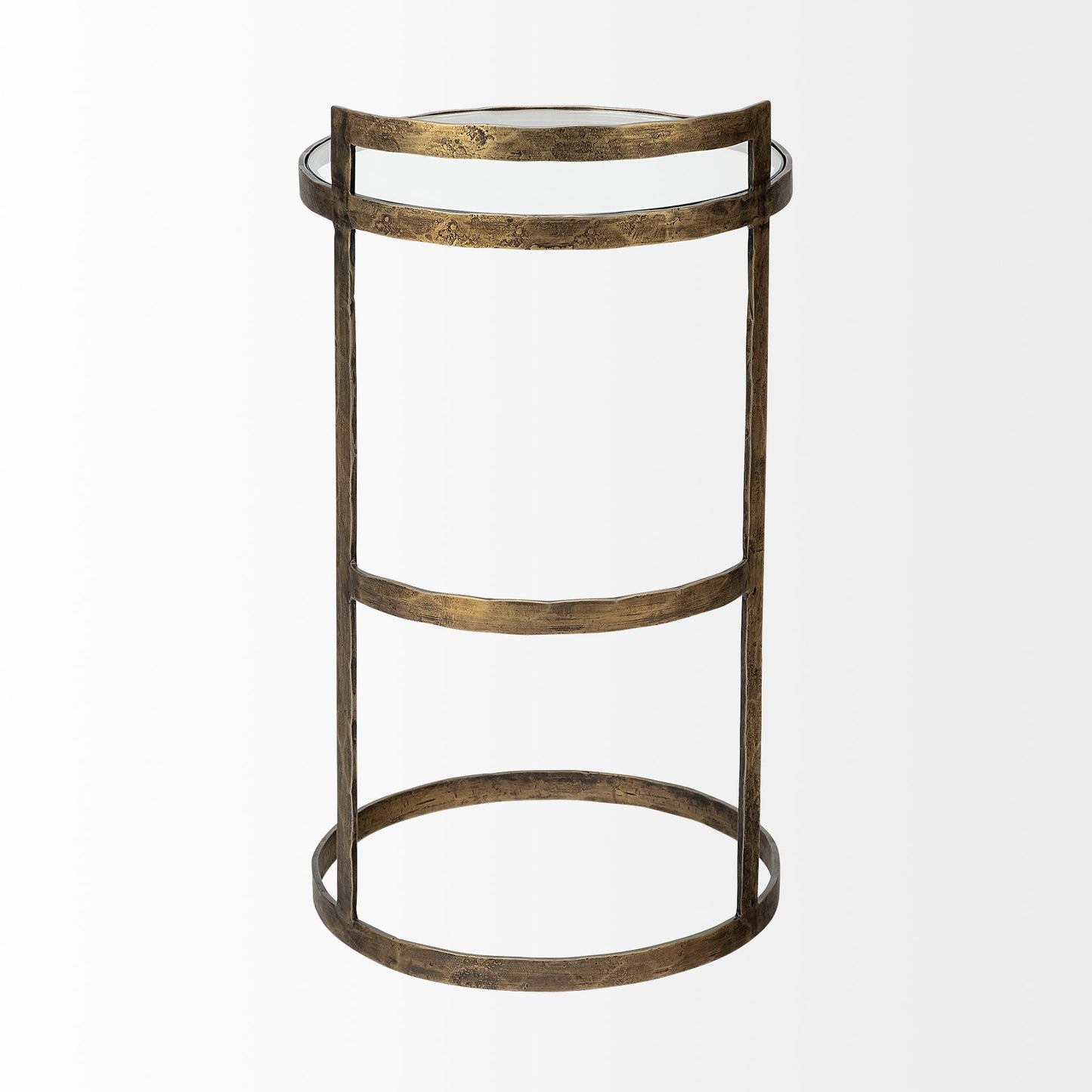 Round Glass Top Accent Table With Gold Metal Frame