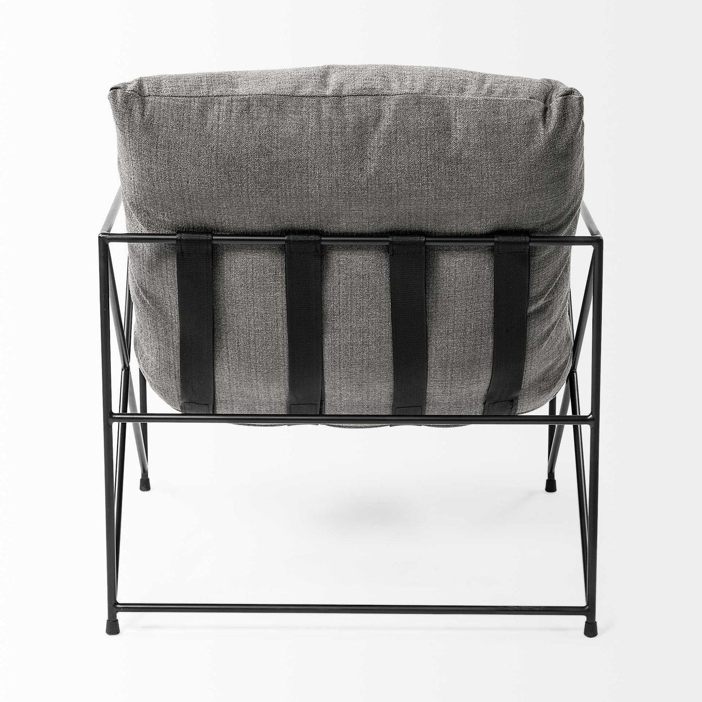 30" Gray And Black Linen Arm Chair