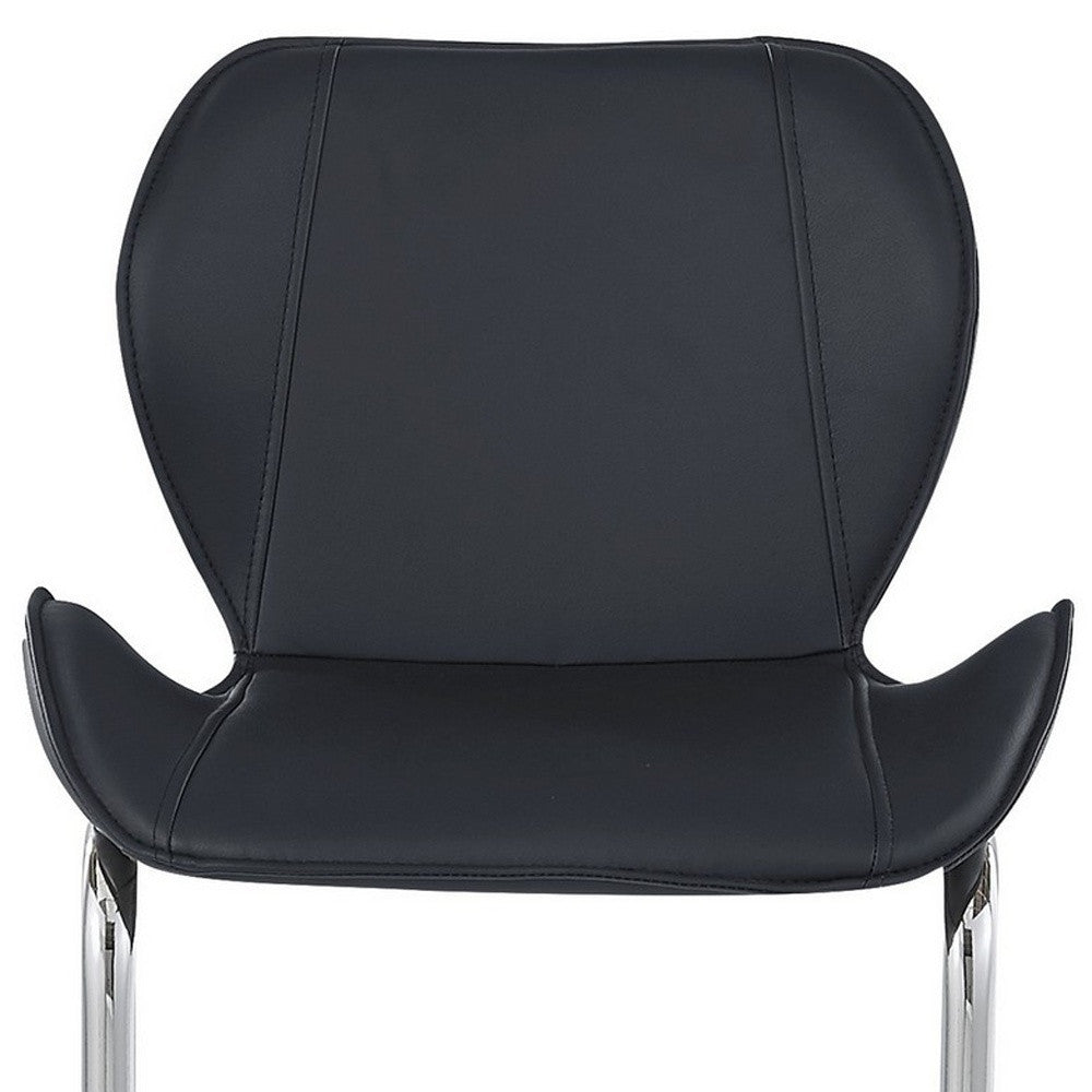 Set of Four 26" Black And Silver Metal Low Back Bar Height Bar Chairs