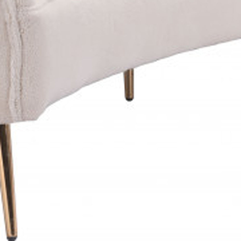 86" White And Gold Polyester Sofa