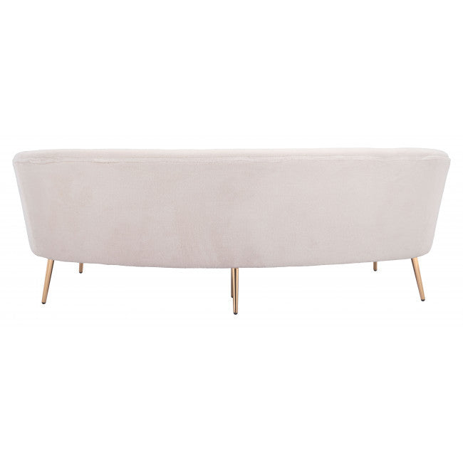 86" White And Gold Polyester Sofa