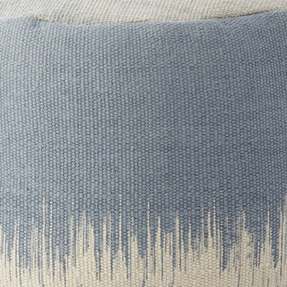 20" Blue and White Round Abstract Pouf Ottoman