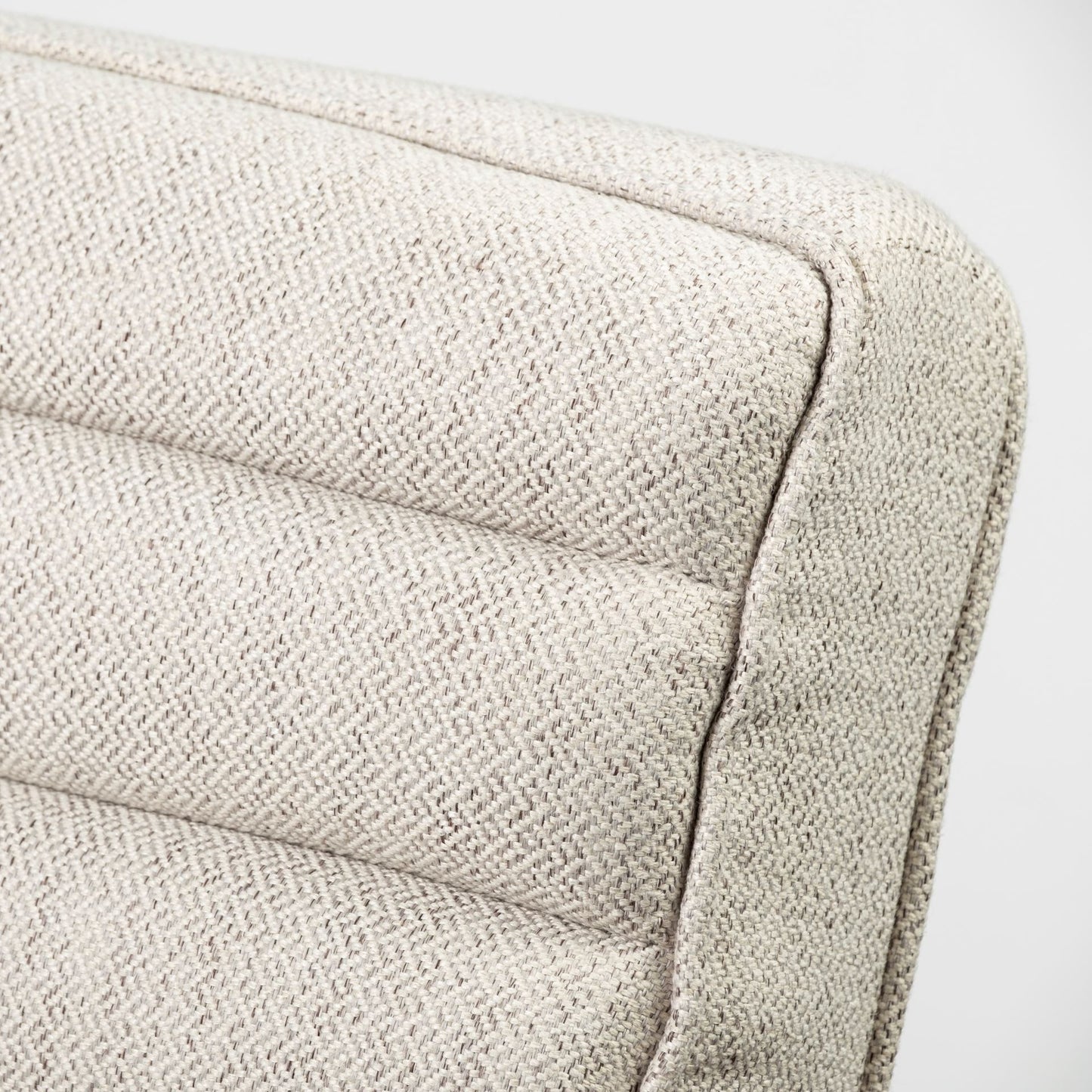 Cream Fabric Wrapped Medium Brown Accent Chair With Wooden Frame