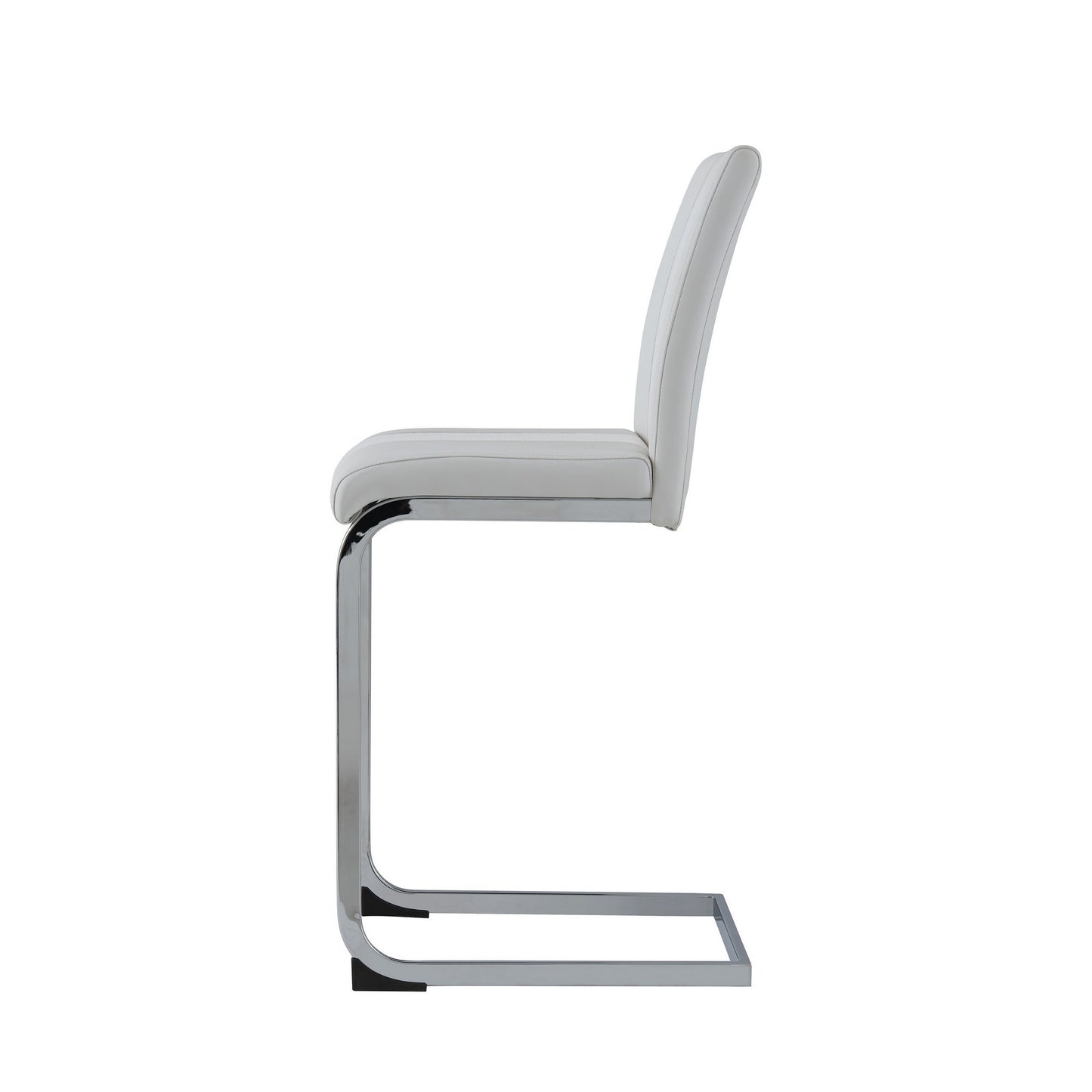 Set of Four 26" White And Silver Metal Low Back Counter Height Bar Chairs