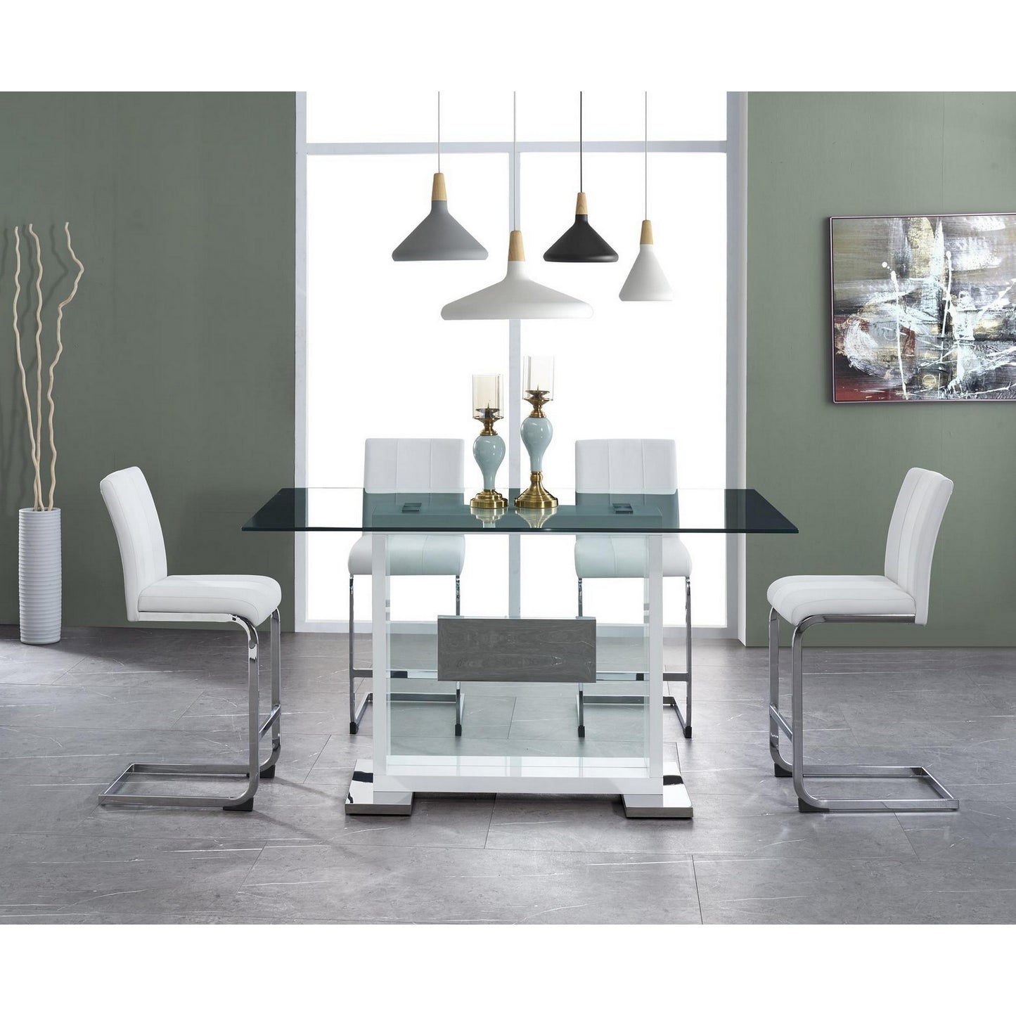 Set of Four 26" White And Silver Metal Low Back Counter Height Bar Chairs