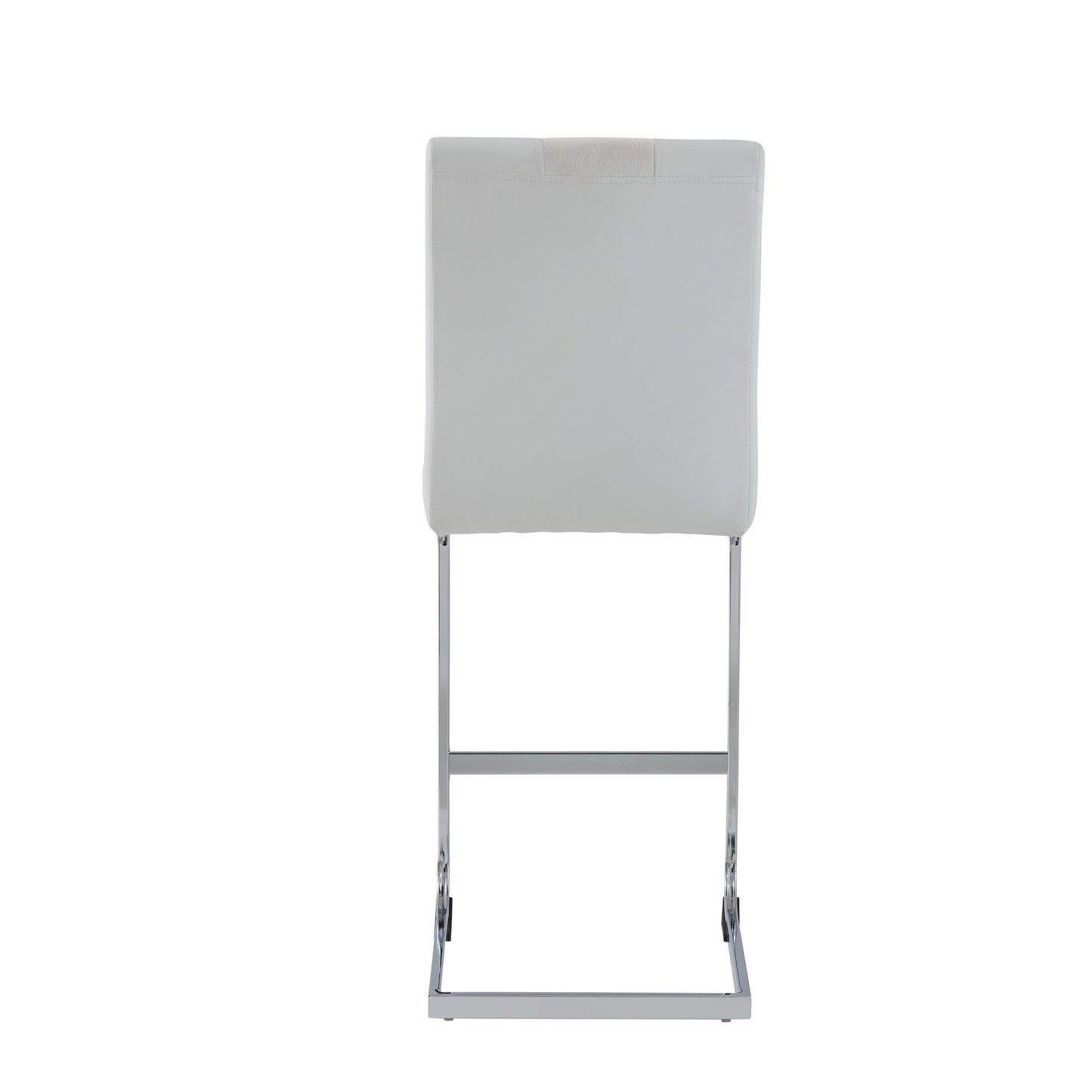 Set of Four 26" White And Silver Metal Low Back Counter Height Bar Chairs