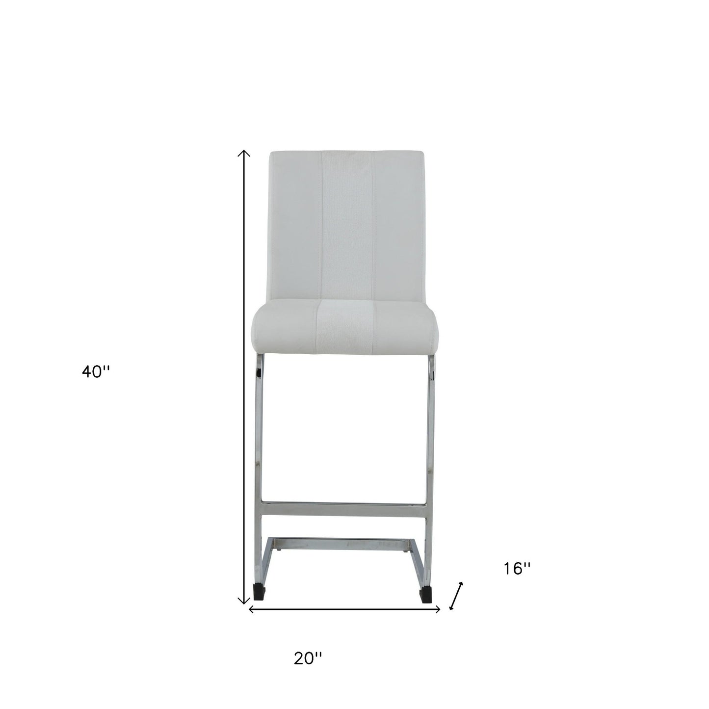 Set of Four 26" White And Silver Metal Low Back Counter Height Bar Chairs