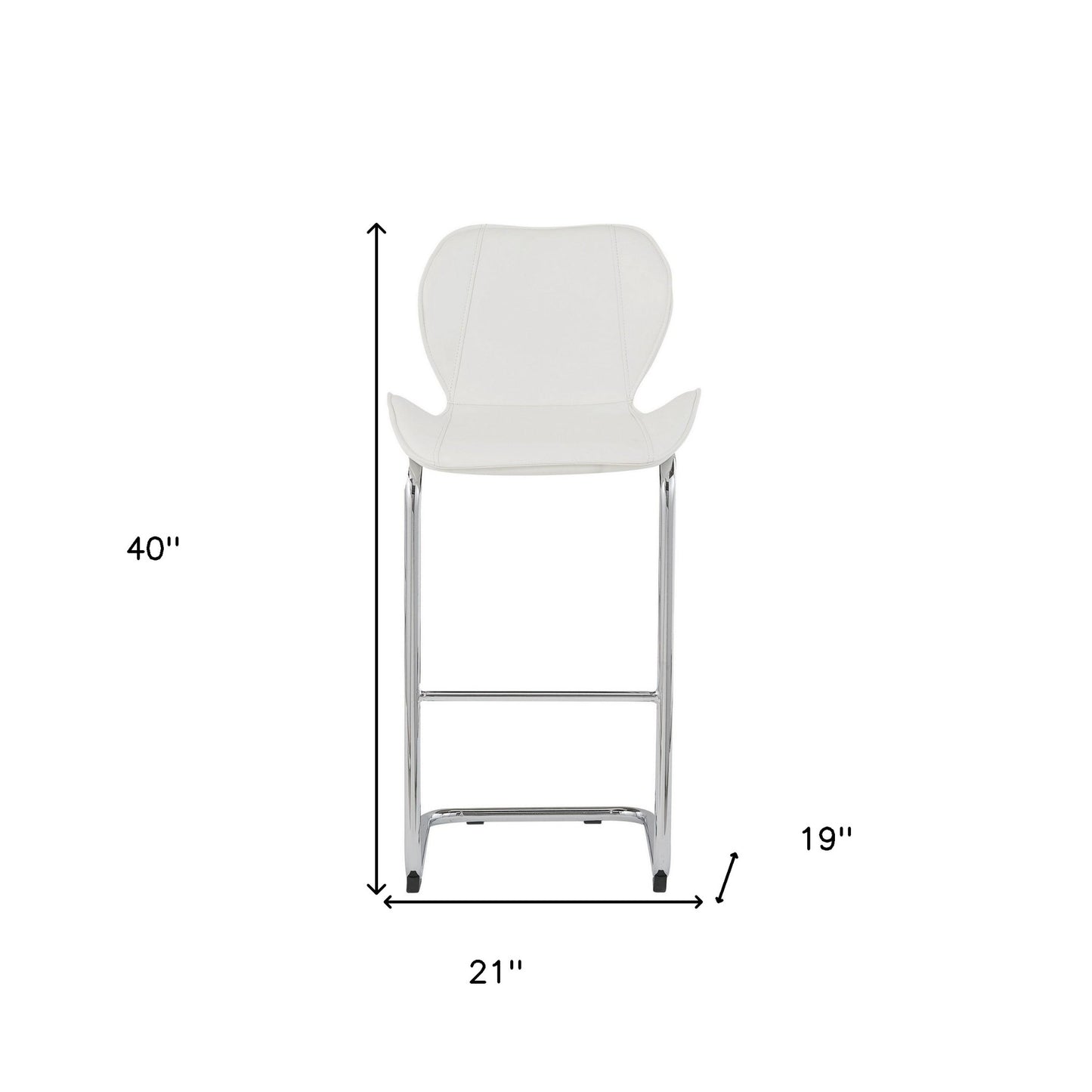 Set of Four 26" White And Silver Metal Low Back Bar Height Bar Chairs